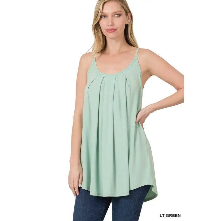 Pleated Spaghetti Strap Cami