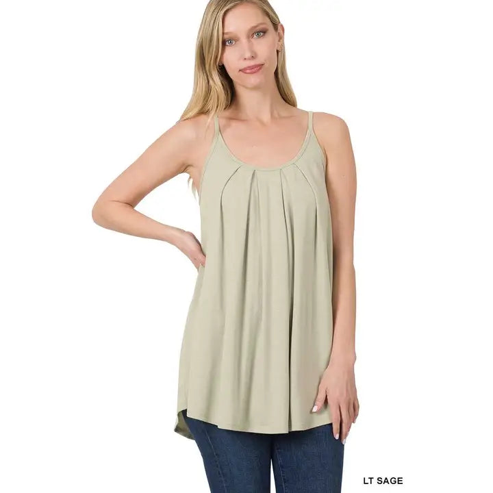 Pleated Spaghetti Strap Cami