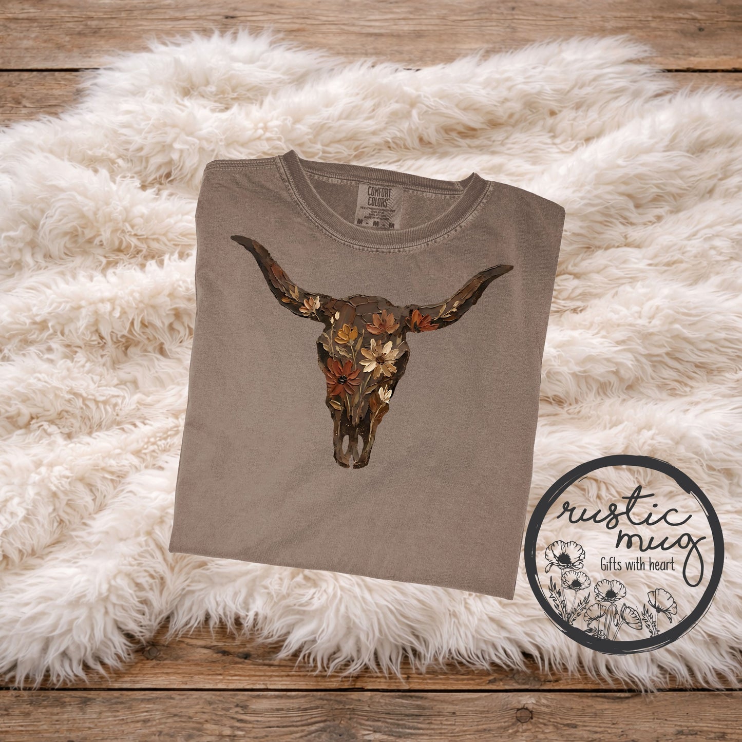 Western Brushstroke Skull Comfort Color Tee