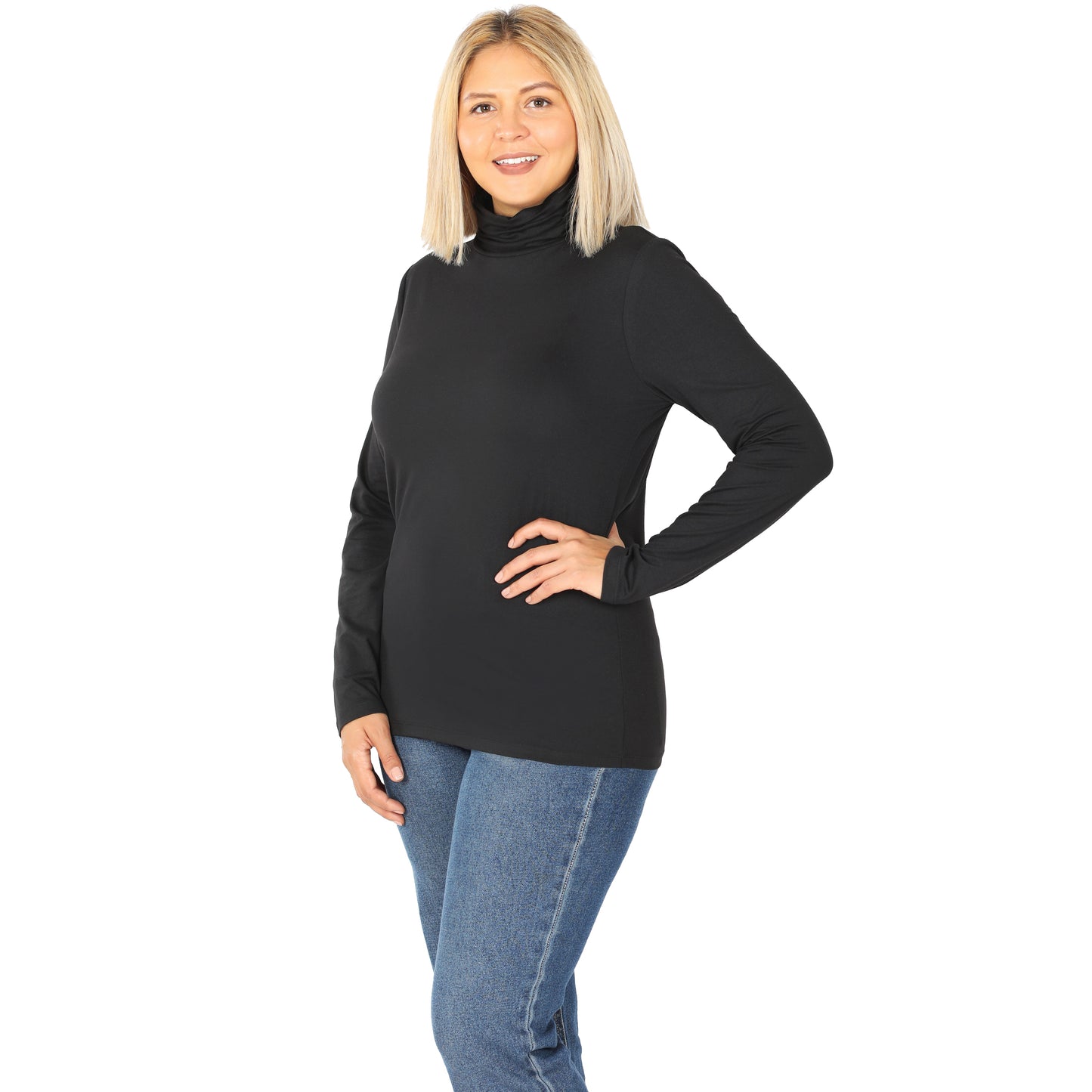 Plus Size Microfiber Mock Turtleneck