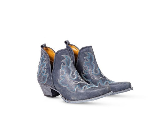 Dusty Blue Maisie Stitched Leather Boots by Myra