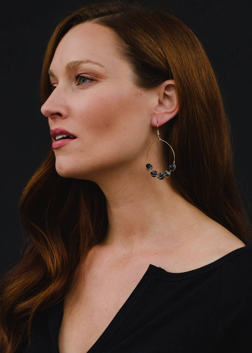 Gold & Black Hoop Earrings