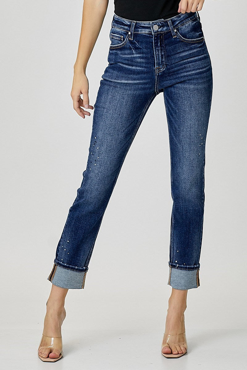 Paint Splashed Cuff Jeans by Risen