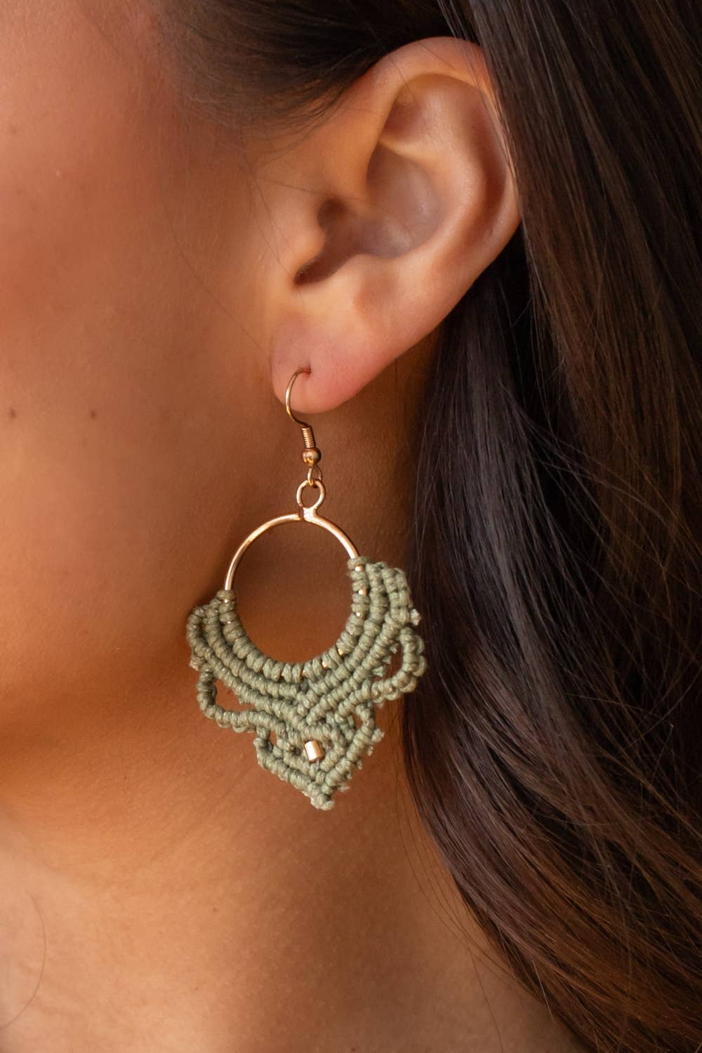 Green Statement Crochet Earrings