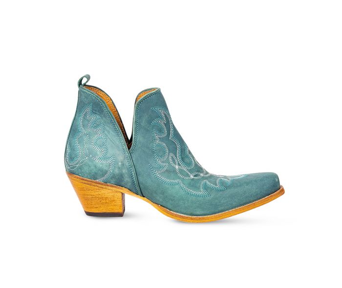 Turquoise Maisie Stitched Leather Boots by Myra