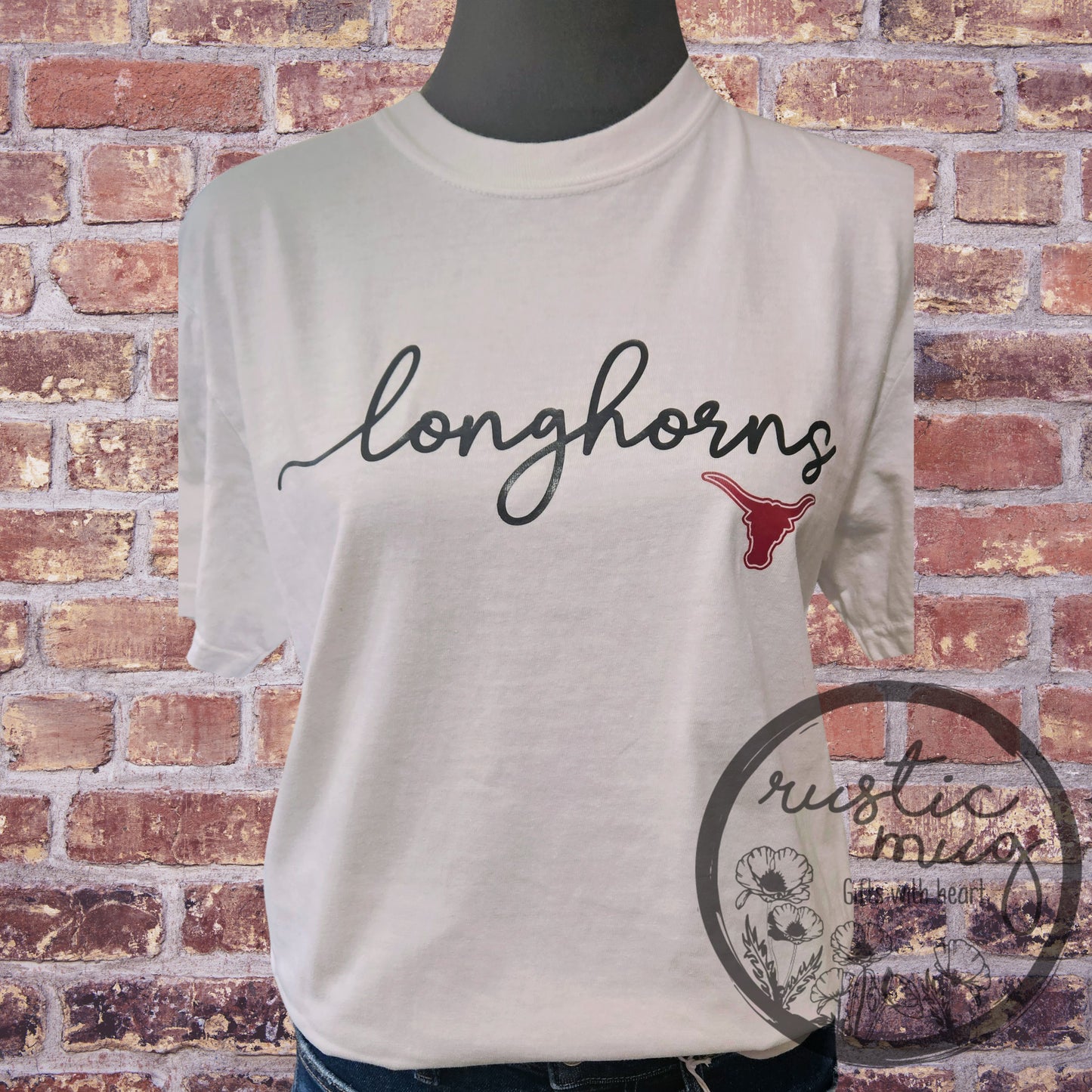 Heavyweight Cotton Cursive Longhorn Tee