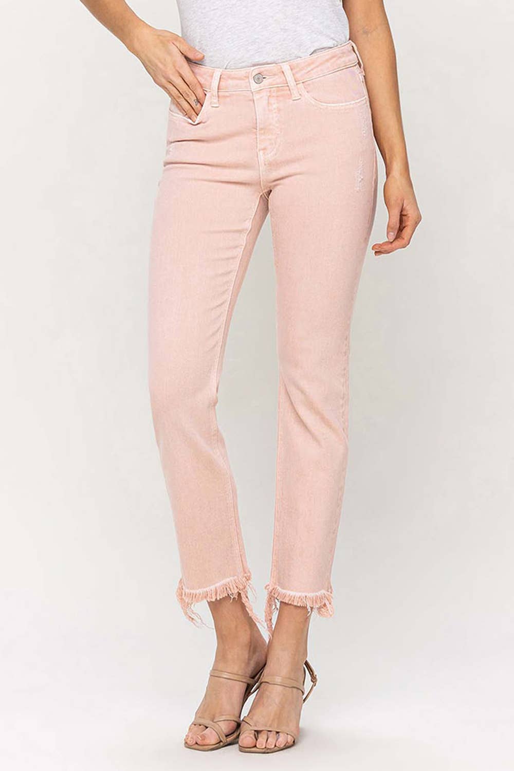 Mid Rise Stretch Straight Colored Denim Jeans by Vervet