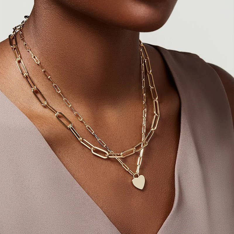 Gold Layered Heart Necklace