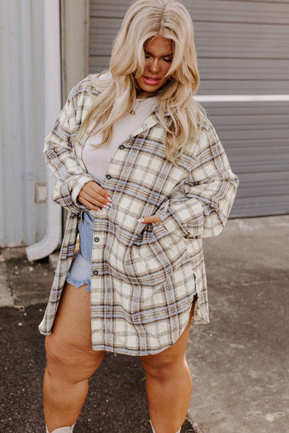 Plus Size Plaid Shacket