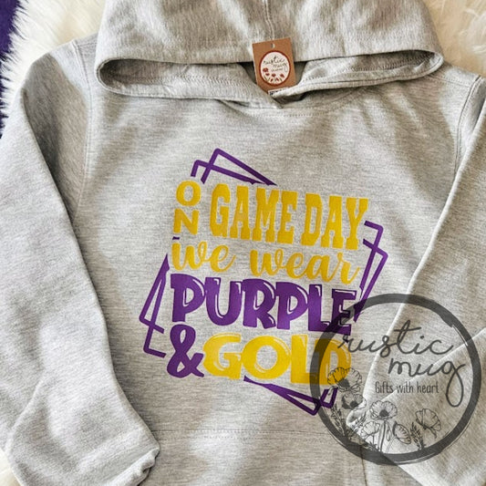 On Game Day...Purple and Gold Heavyweight Youth Hoodie