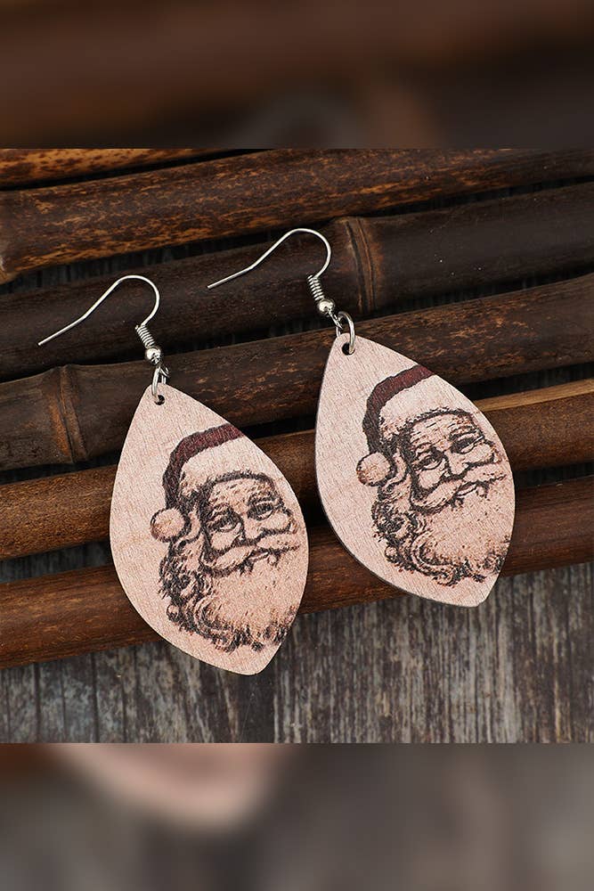 Wooden Santa Claus Earrings