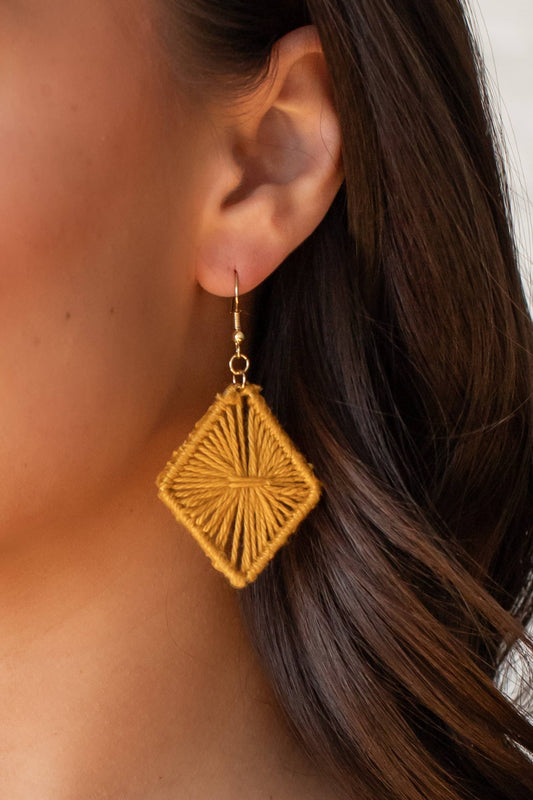 Mustard Diamond Woven Earrings