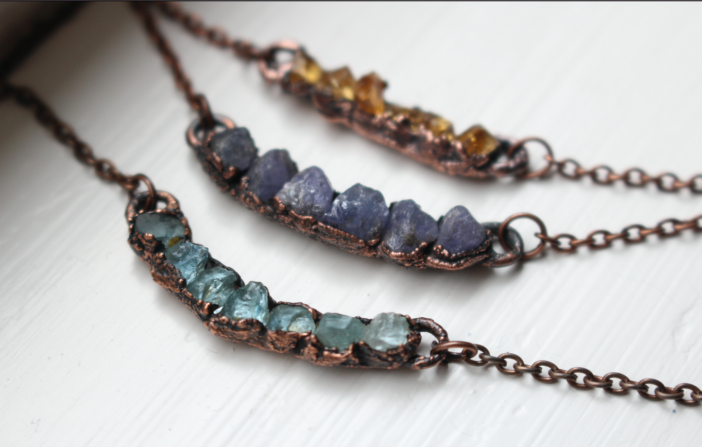 Raw Gemstone Birthstone Bar Necklace