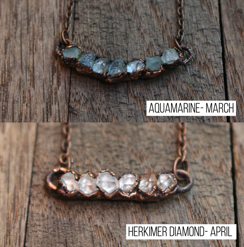 Raw Gemstone Birthstone Bar Necklace