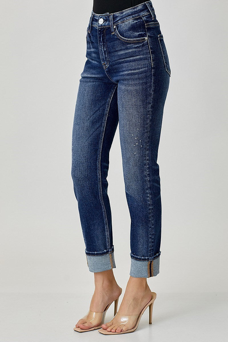 Paint Splashed Cuff Jeans by Risen