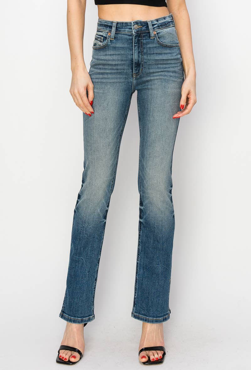 The Modern Curvy High Rise Y2K Jeans with Slit Hem by Artemis Vintage