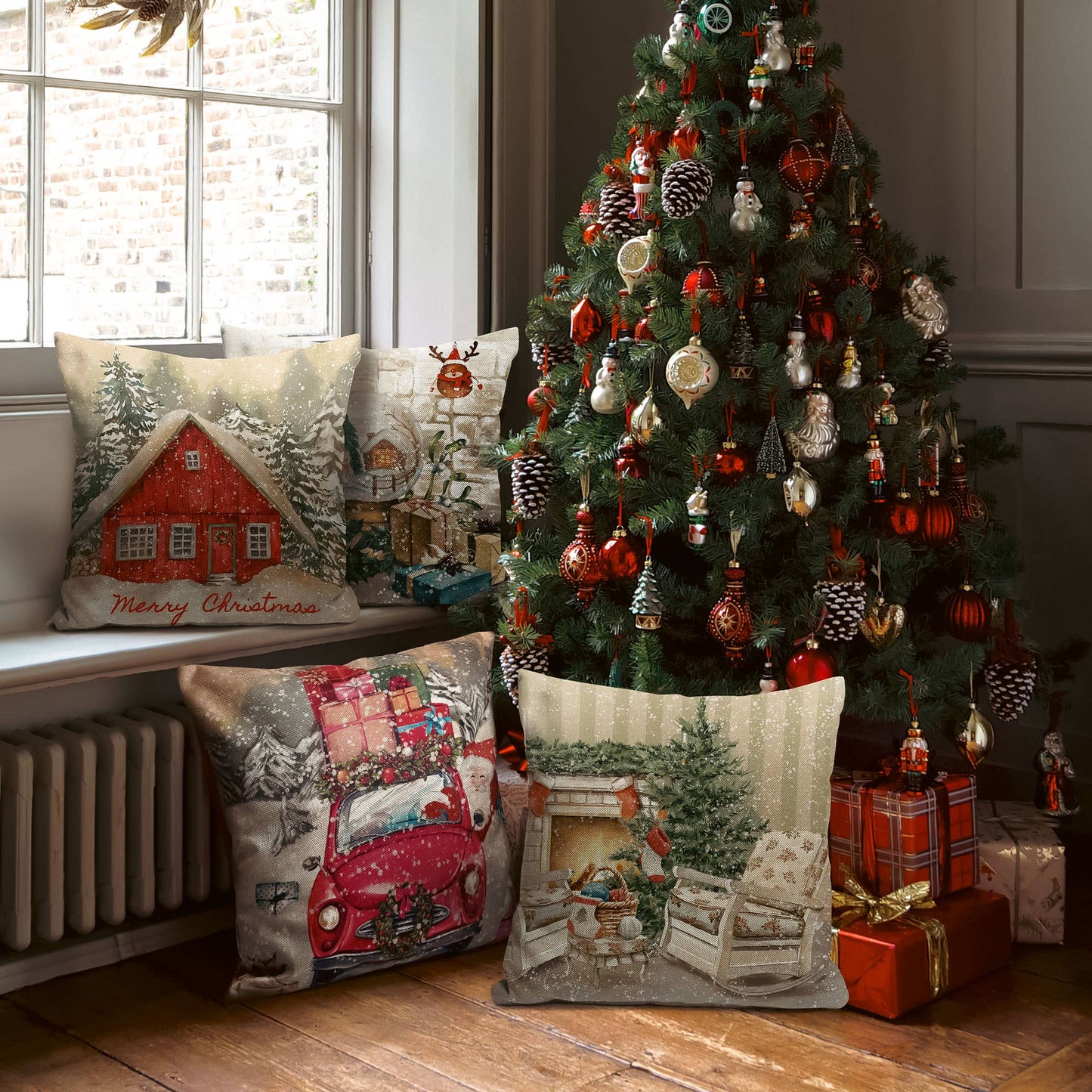 18" Vintage Christmas Pillow Covers