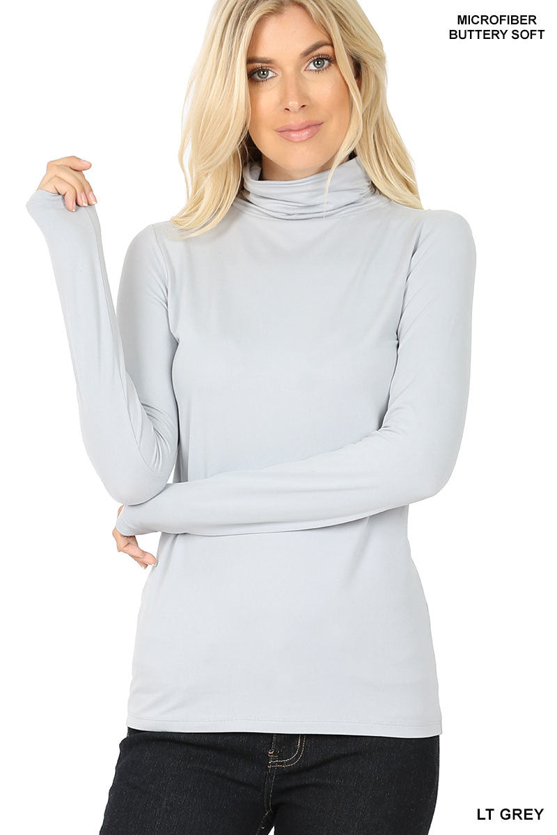 Microfiber Mock Turtleneck