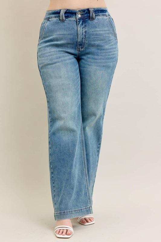 Plus Size HW Double Button Wide Leg by Judy Blue