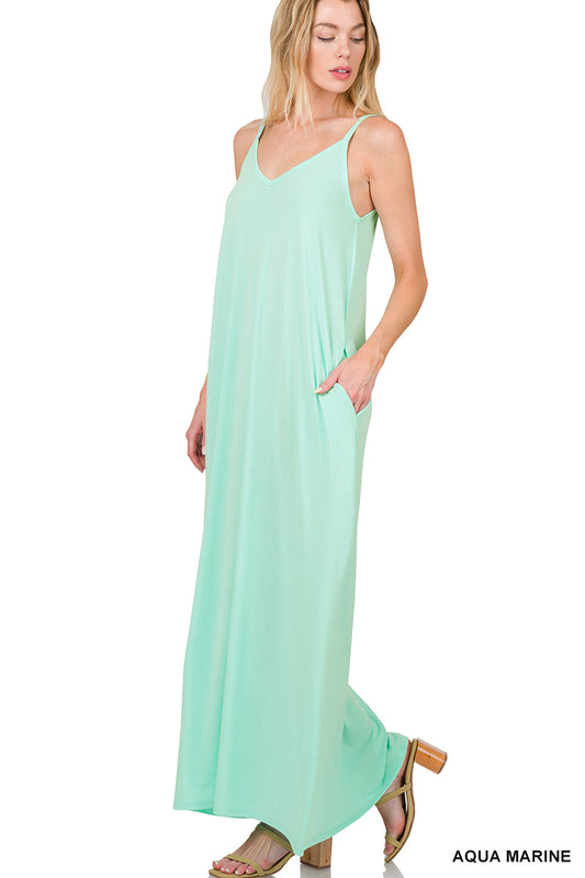 V-Neck Maxi Dress w/ Pockets