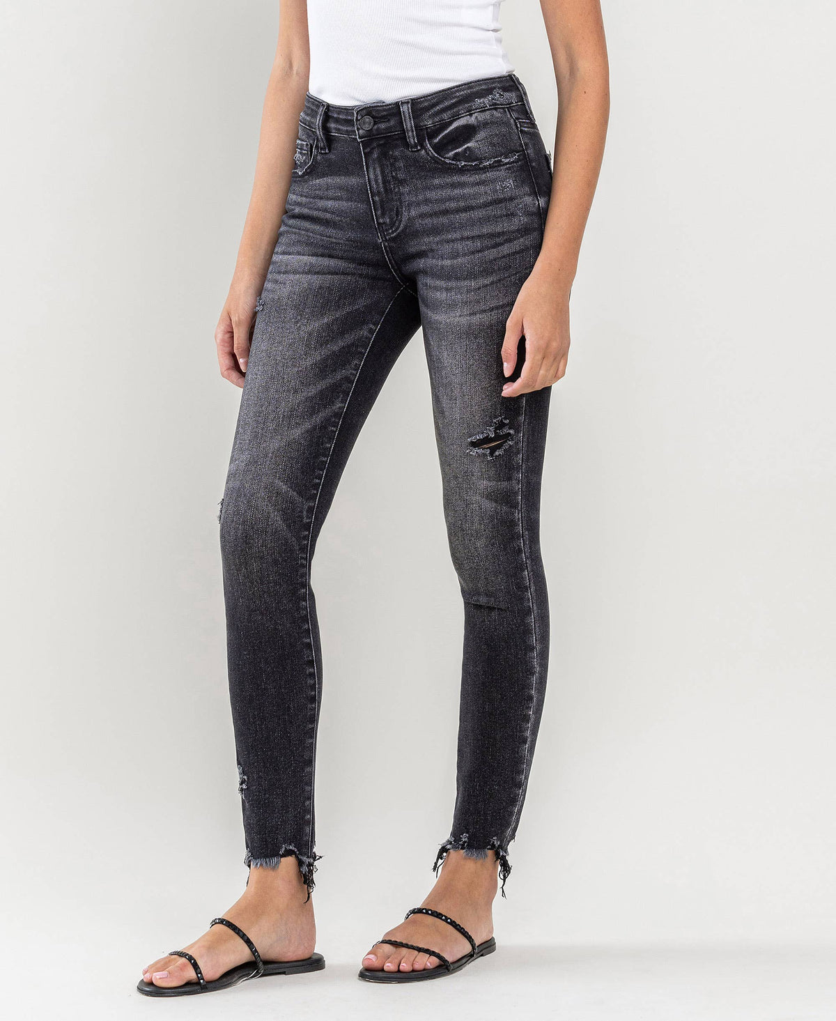 Well Made Uneven Raw  Hem Crop Skinny By Lovervet