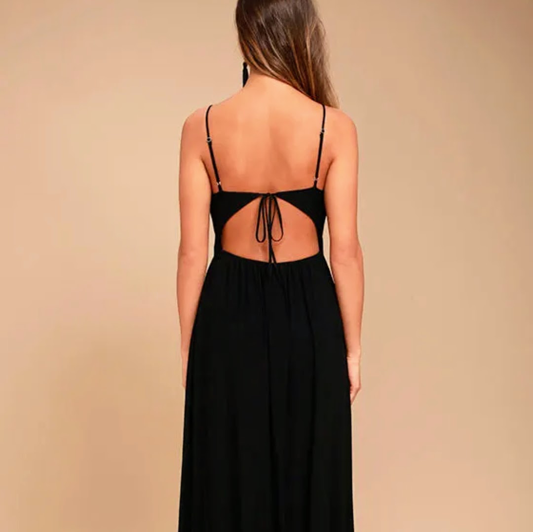 Ascension Island Black Embroidered Maxi Dress