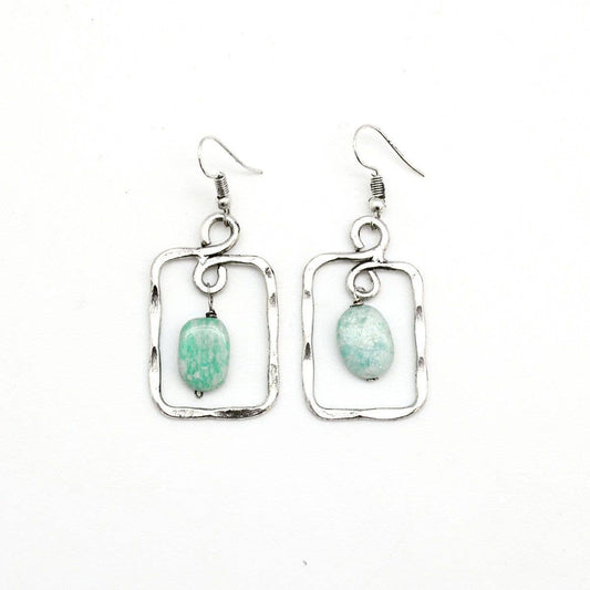 Banjara Amazonite Rectangle Frame Earrings