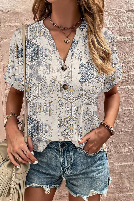 V-Neck Printed Top