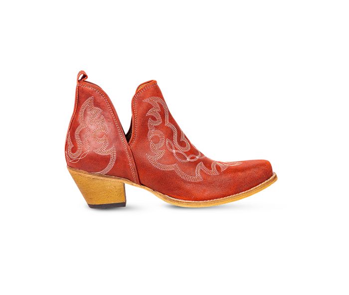 Red Maisie Stitched Leather Boots by Myra