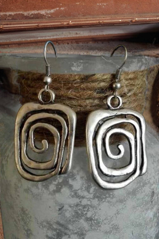 Vintage Square Swirl Hook Earrings