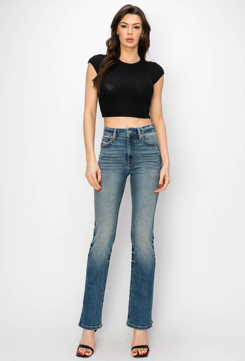 The Modern Curvy High Rise Y2K Jeans with Slit Hem by Artemis Vintage