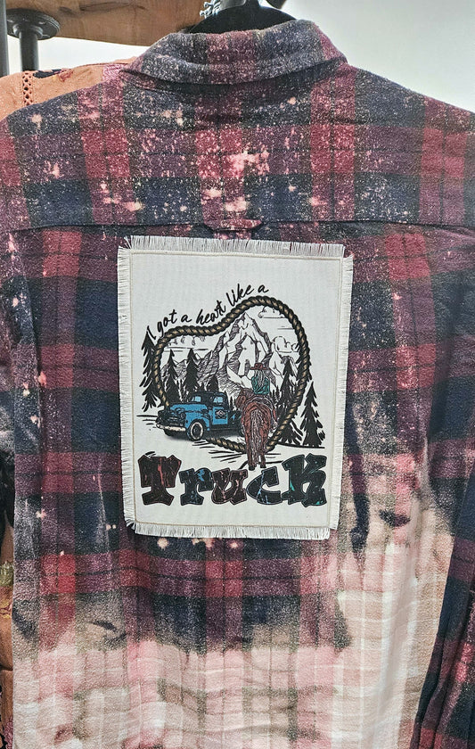 Bleached Flannel Shirt w/ Back Patch