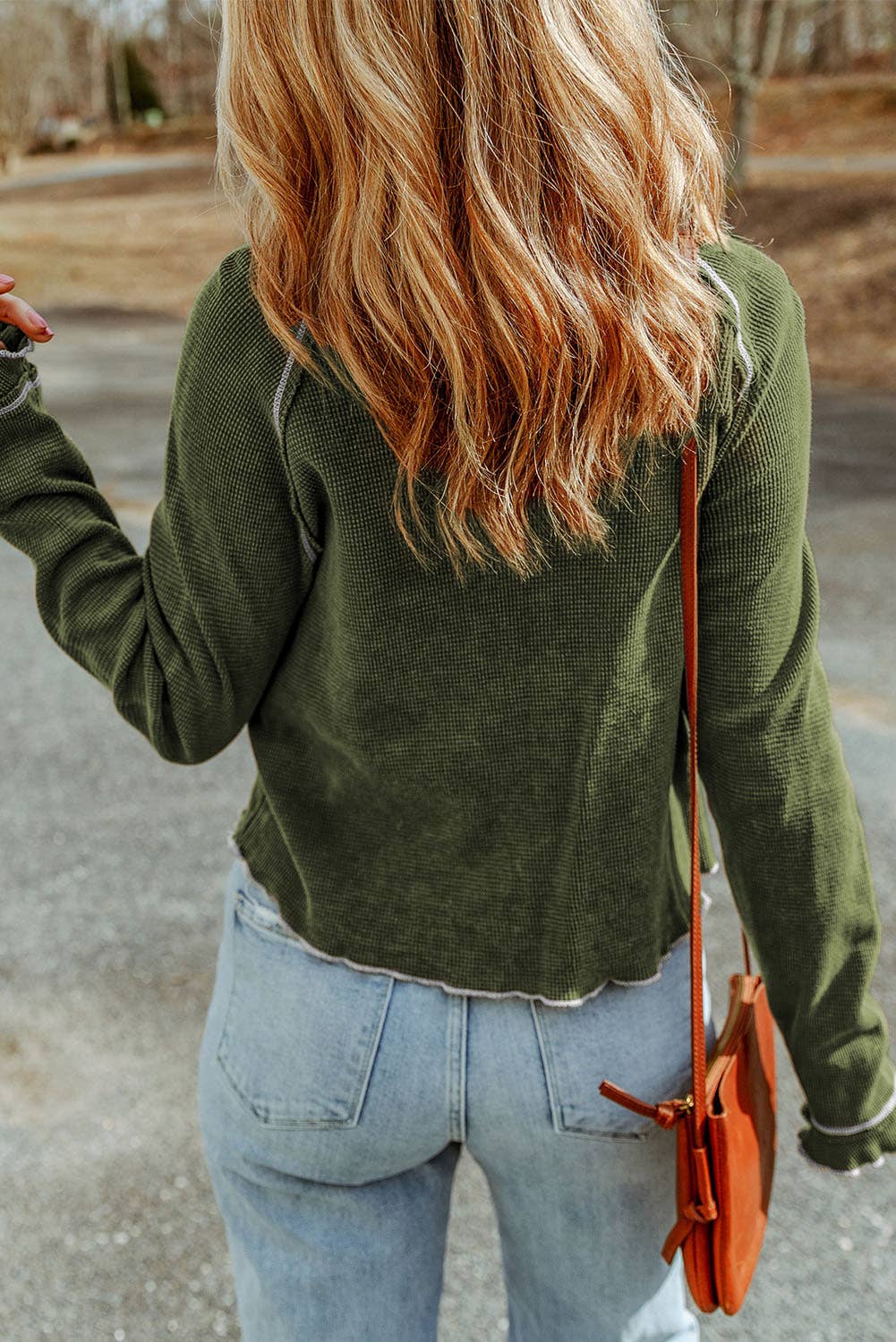 Casual Textured Long Sleeve Top