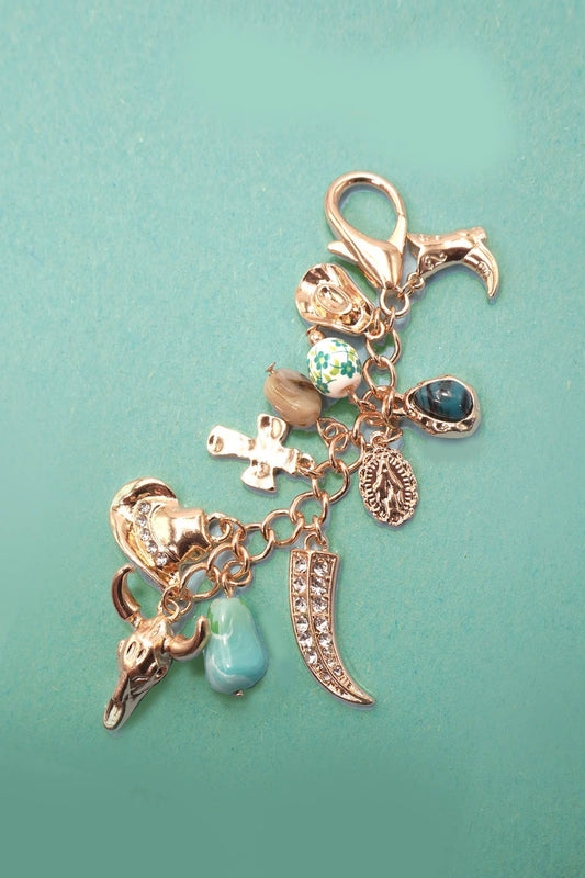 Western Porcelain Boot Cross Bag Charm