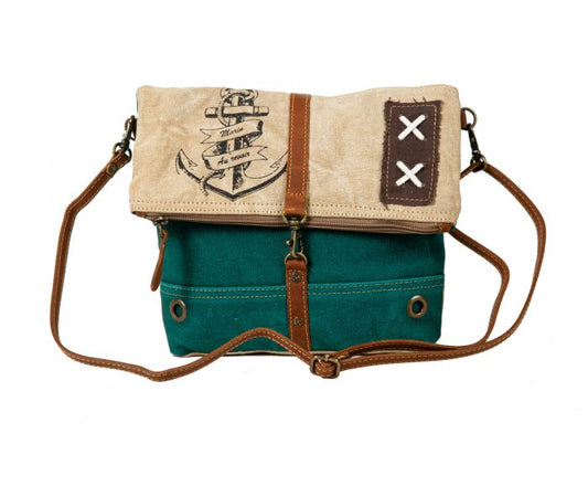 Burlander Patch Teal Crossbody Bag by Myra