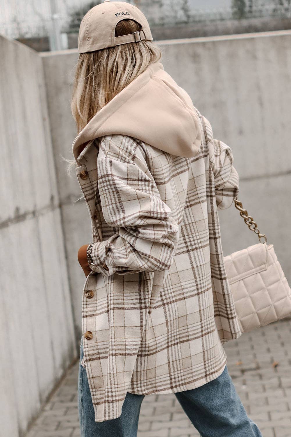 Oversized Plaid Shacket with Removable Hood