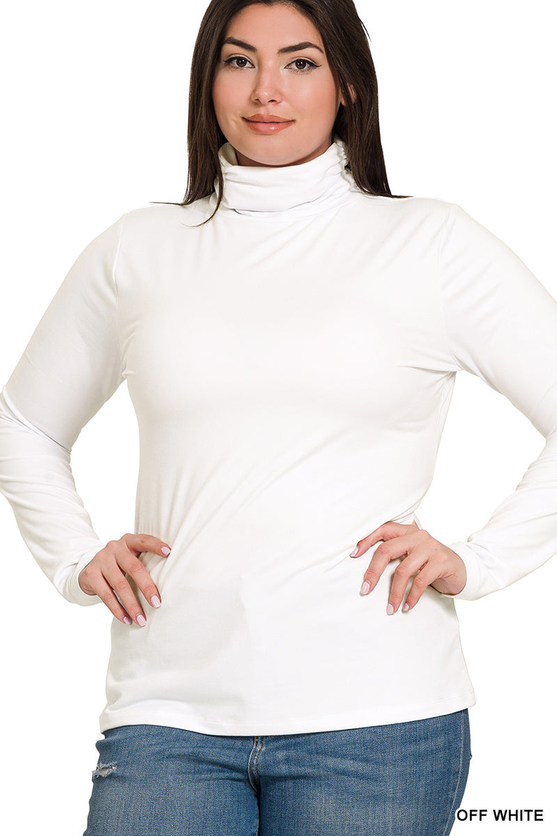 Plus Size Microfiber Mock Turtleneck