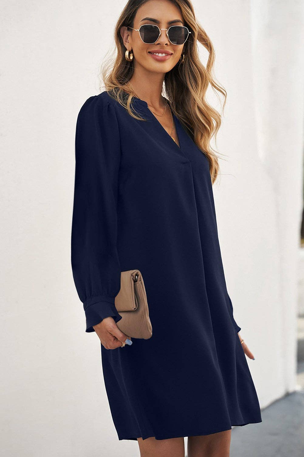 Long Sleeve Pleated Dress