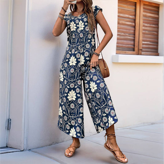 Floral Printed Wide Leg Jumpsuit