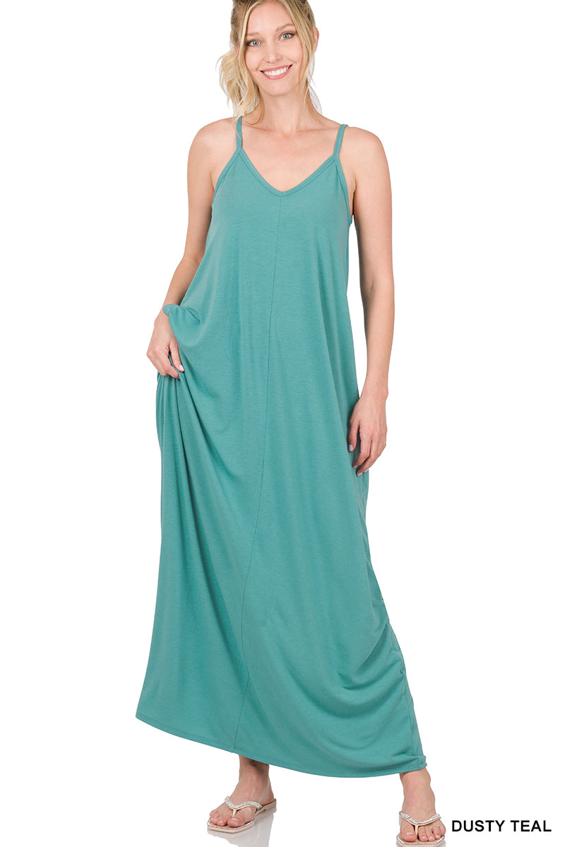 V-Neck Maxi Dress w/ Pockets