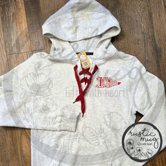 Longhorn Pennant Lace Up Hoodie