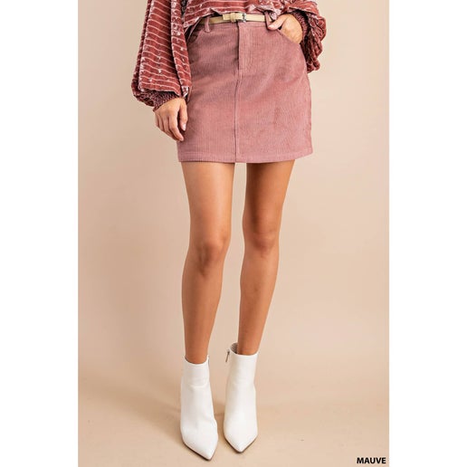 Corduroy Button Mini Skirt