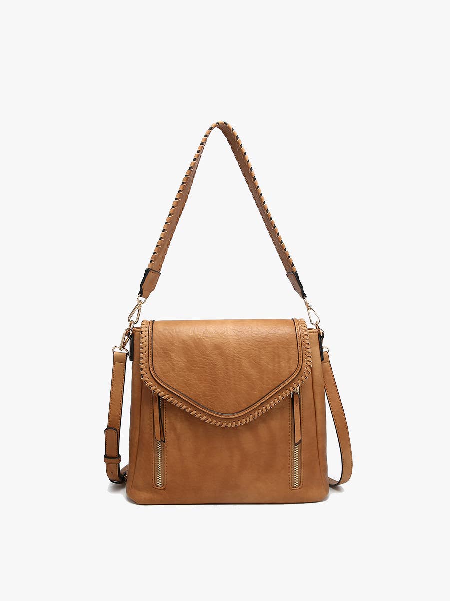 Lorelei Double Zip Whipstitch Trim Crossbody