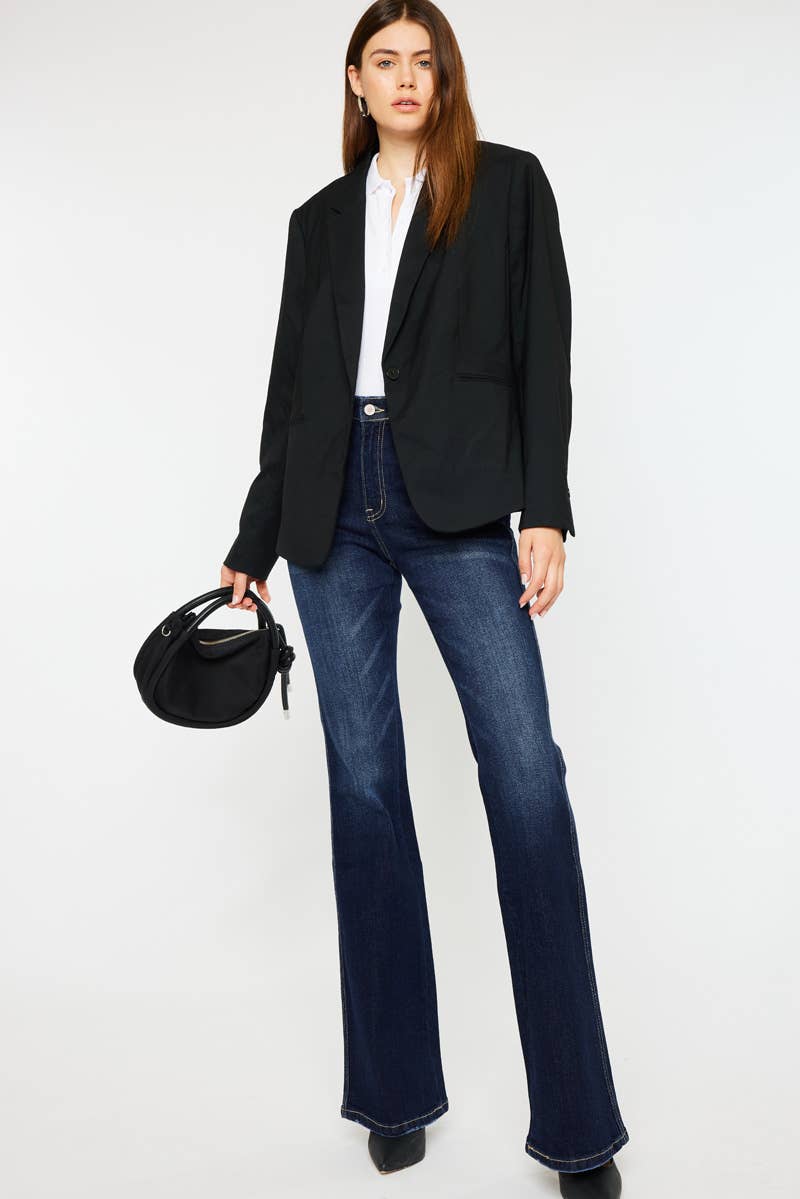 Kan Can High Rise Flared Dark Denim