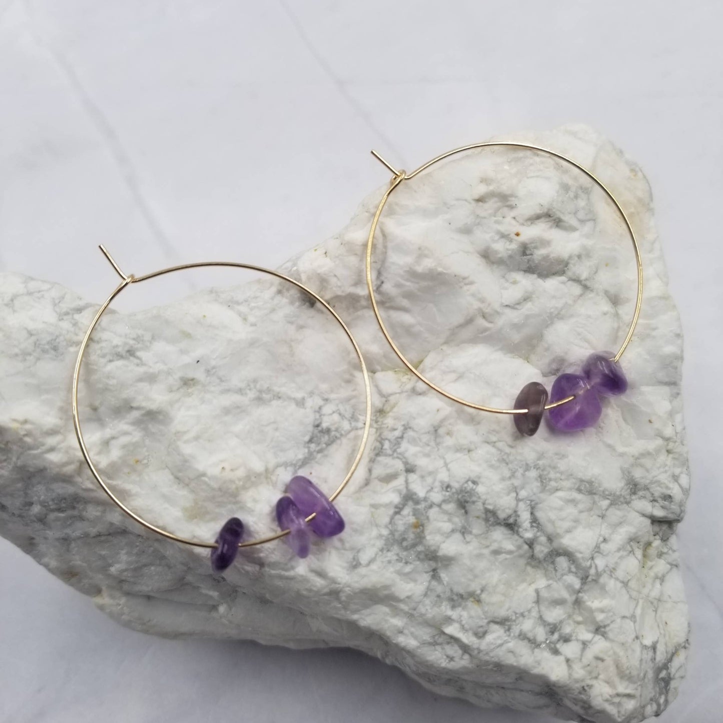 Crystal Gemstone Hoop Earrings