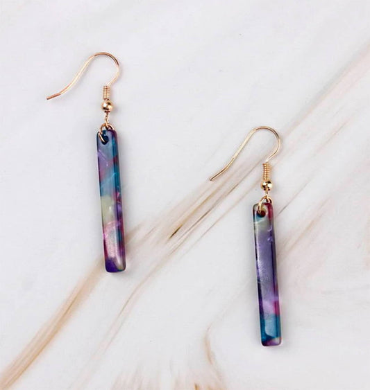 Purple Tortoise Shell Marble Earrings