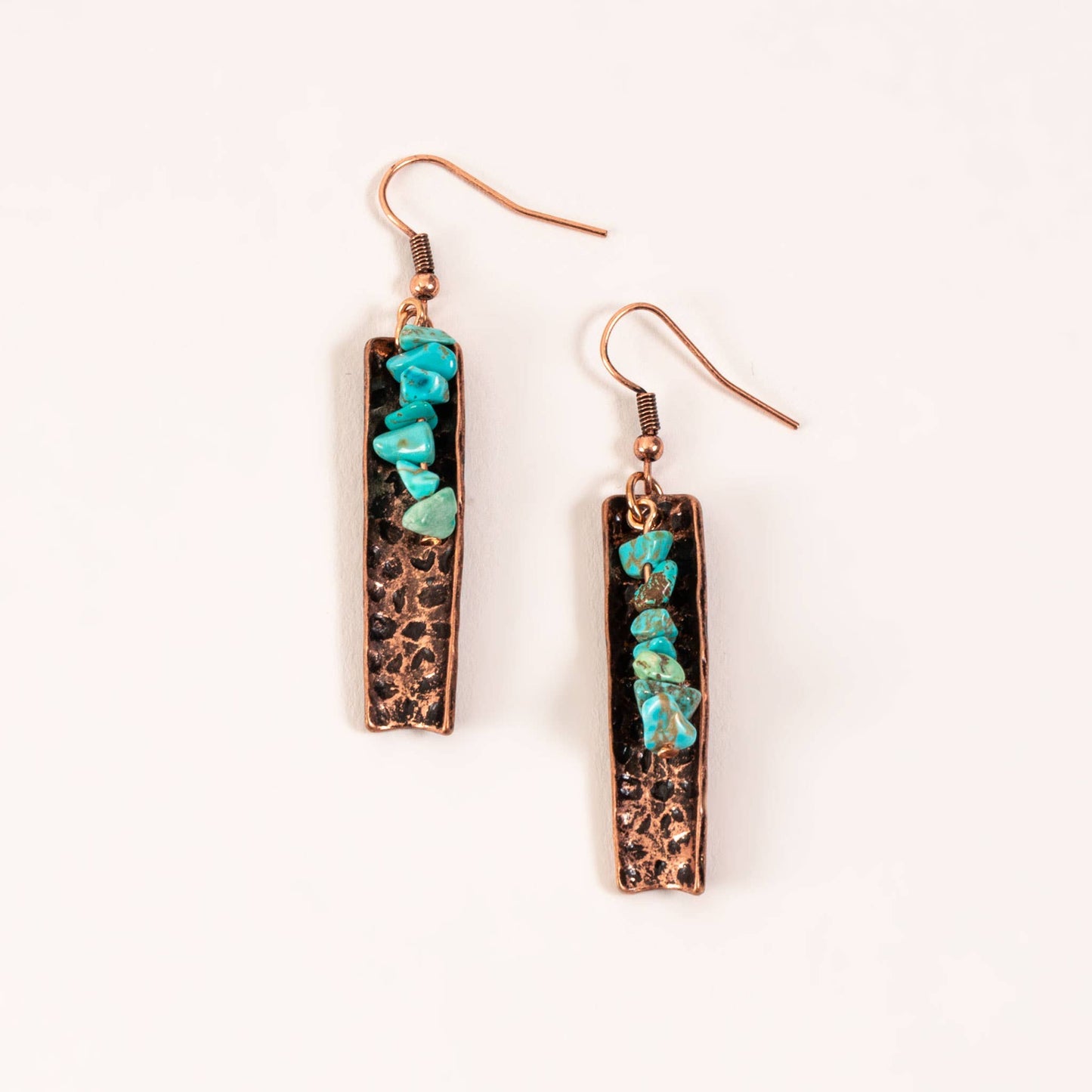 Wild Spirit Western Turquoise Stone Copper Bar Earrings