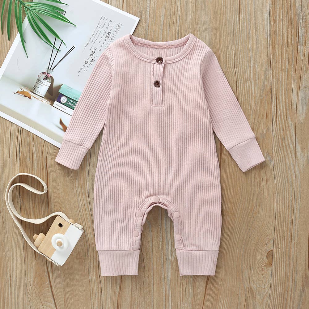 Infant/Toddler Cotton Ribbed Button Up Jumpsuit