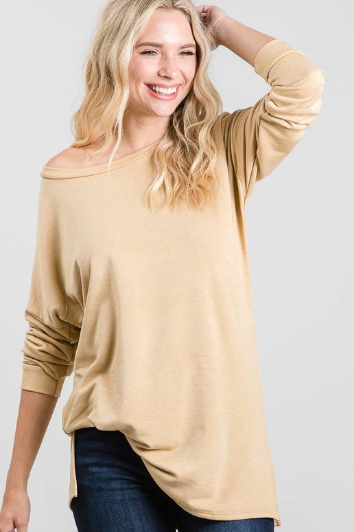 Long Sleeve Top w/ Boat Neck
