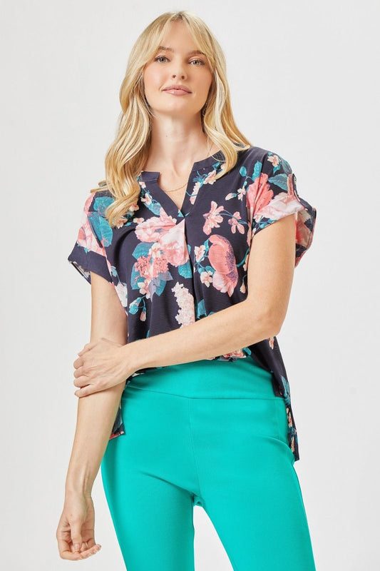 Floral Dolman V-Neck